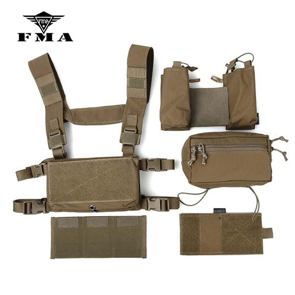 FMA Tactical Fight Vest Rig Set Micro Chest Rig Low Profile Mini Cordura Coyote Brown(CB)