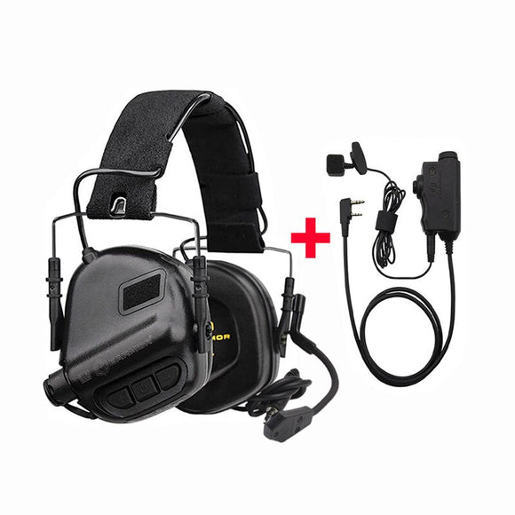 EARMOR M32 Tactical Headset & Kenwood PTT Adapter Set M52 Kenwood